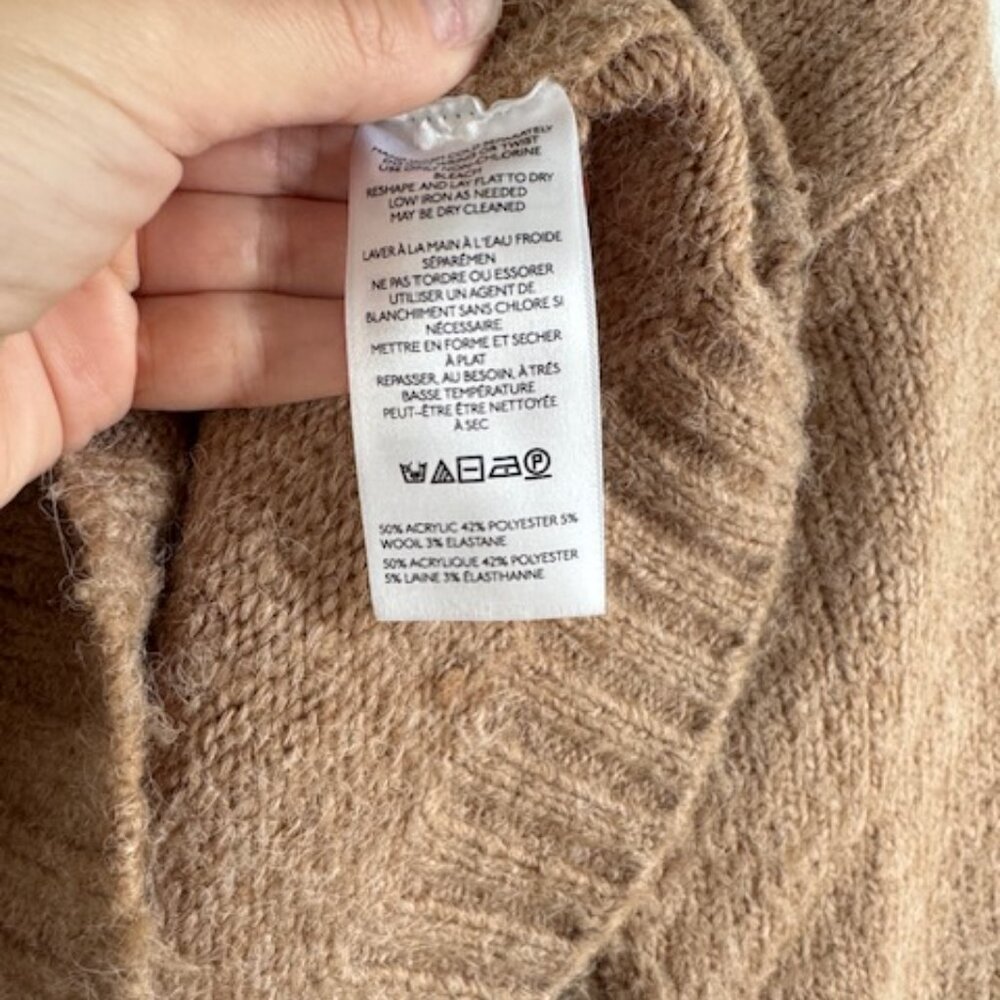 Anthropologie Pilcro Wool Blend Mock Neck Camel/Tan/Beige Boxy Crop Sweater XXS - Picture 6 of 7
